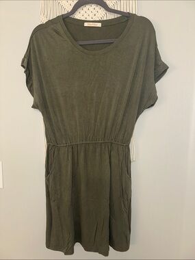 Olive Green Drawstring Mini Dress